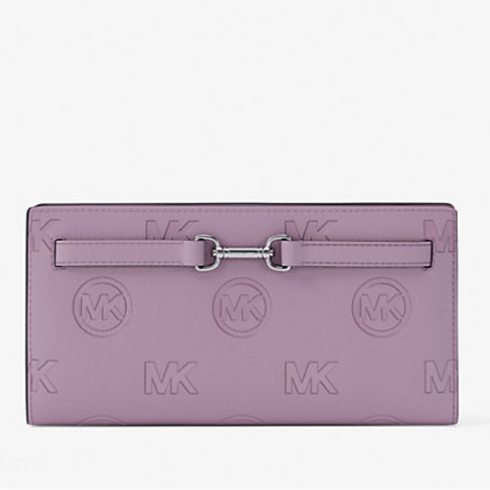 MICHAEL KORS Carson Large Logo Debossed Snap Wallet
Light Quartz 
NWT - Picture 3 of 16
